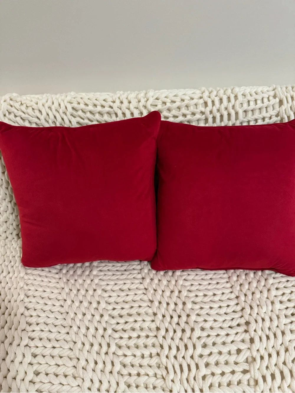 Holiday Santa Throw Pillow Set - Red Velvet Accent 18x17
